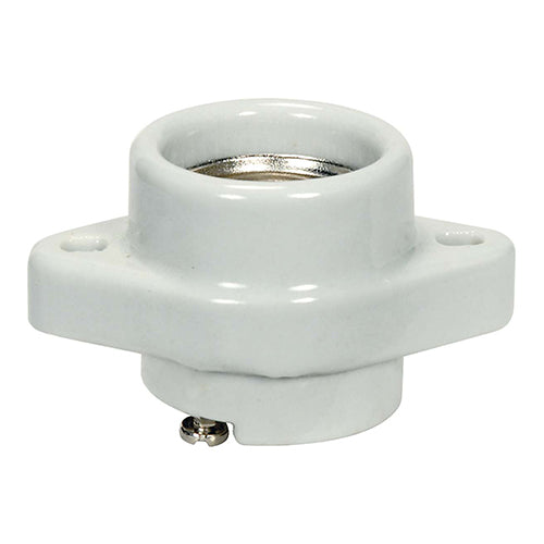 Satco 80-1149, Keyless Porcelain One Piece Sign Socket with Flange/Bushing, 660W, 600V, CSSNP Screw Shell, 50 Packs