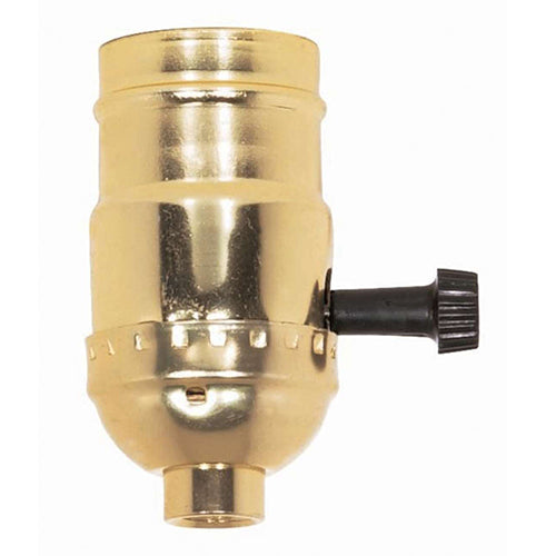 Satco 80-1159, On-Off Turn Knob Socket With Removable Knob, 1/8 IPS Cap, 250W, 250V, Brite Gilt Finish, 50 Packs