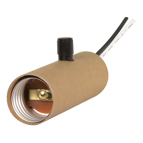 Satco 80-1167, Full Range Dimmer Medium Base Candle Socket w/Paper Liner w/Removable Black Knob, 150W, 120V