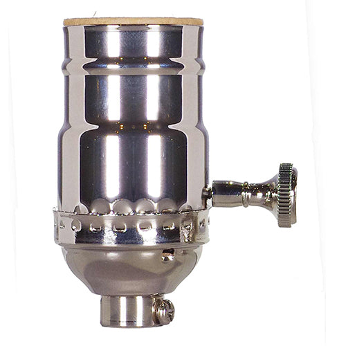 Satco 80-1180, On-Off Turn Knob Socket w/Removable Knob, 250W, 250V, Polished Nickel Finish