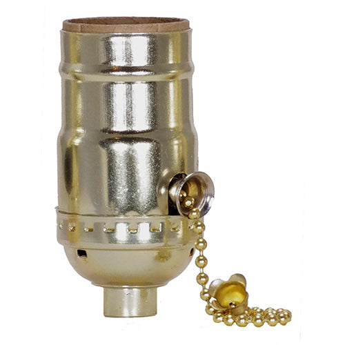 Satco 80-1188, On-Off Pull Chain Socket, 1/8 IPS Cap, 660W, 250V, With Set Screw, Brite Gilt Finish