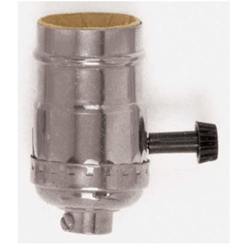 Satco 80-1191, 3 Way (2 Circuit) Turn Knob Socket w/Removable Knob, 250W, 250V, Polished Nickel Finish