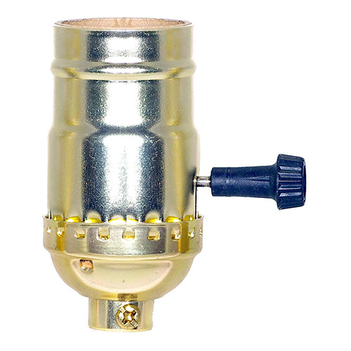 Satco 80-1193, On-Off Turn Knob Socket With Removable Knob, 1/8 IPS Cap, 250W, 250V, Brite Gilt Finish, 10 Packs