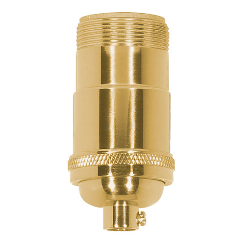 Satco 80-1195, 3 Way (2 Circuit) Keyless Socket with Uno Thread, 1/8 IPS Cap, 660W, 250V, Polished Brass Finish