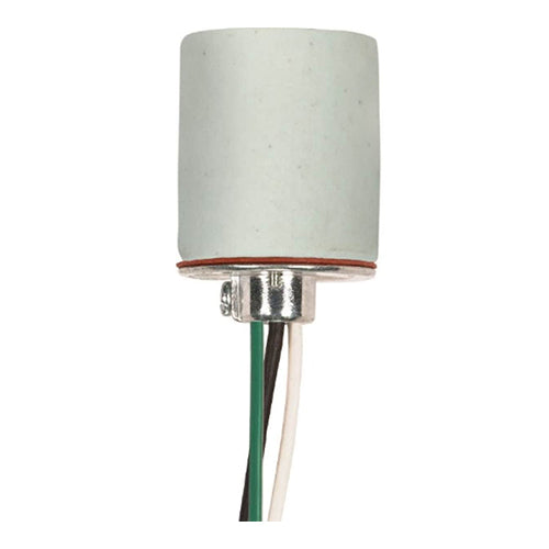 Satco 80-1202, Keyless Porcelain Socket, 1/8 IPS Cap, 660W, 250V, With Set Screw, CSSNP Screw Shell, White Finish
