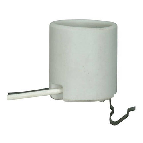 Satco 80-1221, Keyless Porcelain Socket with Snap-in Clip, 660W, 250V, Aluminum Screw Shell, 10 Packs