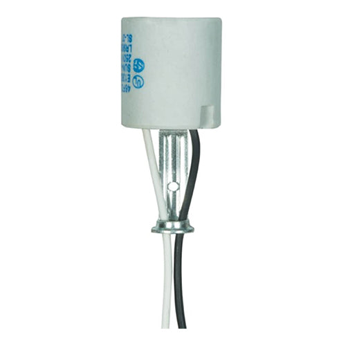 Satco 80-1224, Keyless Porcelain Socket with Hickey, 1/8 IPS 1-1/2" Hickey, 660W, 250V, Aluminum Screw Shell, 10 Packs