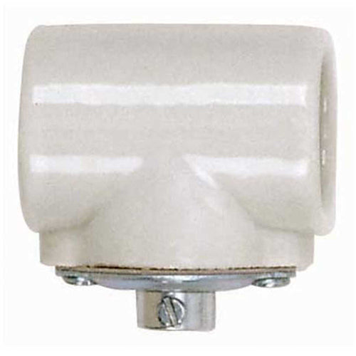 Satco 80-1225, Twin Porcelain Socket with Flange Bushing Cap, 1/8 IPS Cap, 660W, 250V, CSSNP Screw Shell, Glazed White Finish