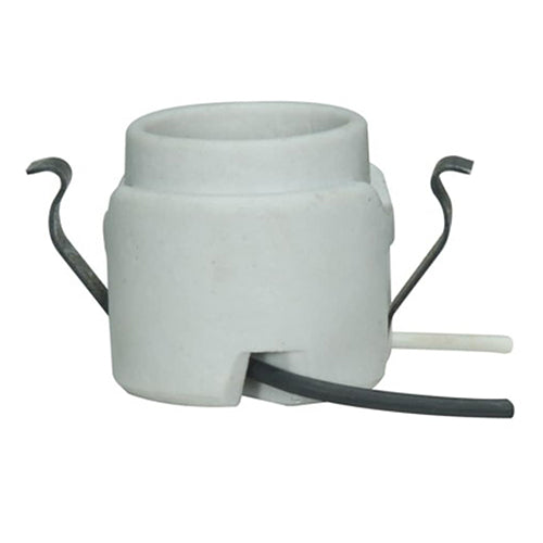 Satco 80-1263, Keyless Porcelain Socket With Rim And Double Snap-In Clip, 660W, 250V, CSSNP Screw Shell, White Finish