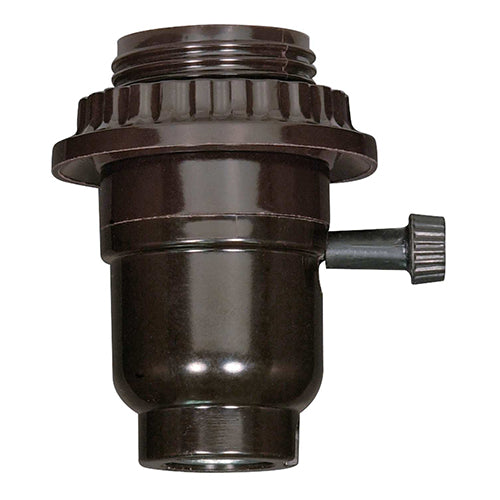 Satco 80-1265, 3-Way Turn Knob Socket with Metal Bushing, 1/8 IPS Cap, 250W, 250V, Less Set Screw