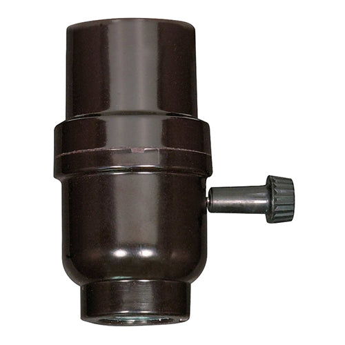 Satco 80-1266, 3 Terminal 2 Circuit Turn Knob Socket with Metal Bushing, 1/8 IPS Cap, 250W, 250V, Less Set Screw