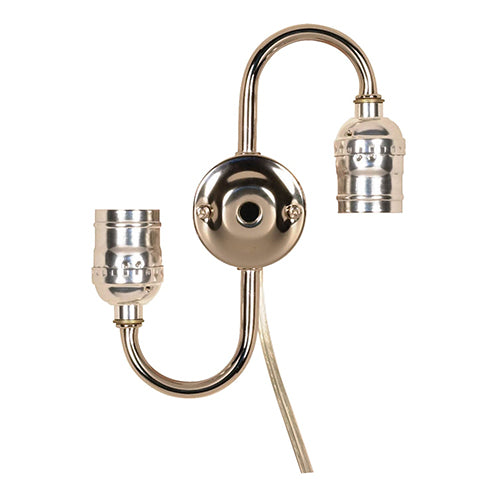 Satco 80-1272, Steel "S" Cluster with Twin Keyless Terminal, 1/8 IP Top and 1/8 IP Bottom, 660W, 250V, 7" Centers, Nickel Finish