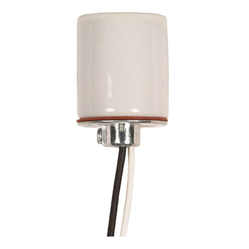 Satco 80-1278, Keyless Porcelain Socket with Cap, 1/8 IPS Hickey, 660W, 250V, CSSNP Screw Shell, Glazed White Finish