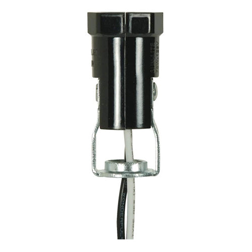 Satco 80-1300, Phenolic Candelabra Sockets with Leads, 75W, Less Set Screw, Black Finish, 10 Packs