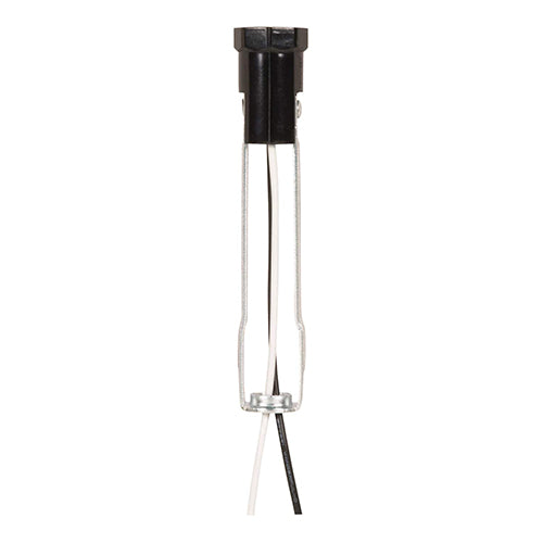 Satco 80-1302, Phenolic Candelabra Base Socket With Wire Leads, 75W, 125V, Less Set Screw, 10 Packs