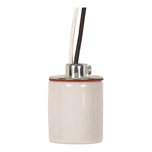 Satco 80-1313, Keyless Porcelain Socket With 1/8 IPS Cap, 660W, 250V, CSSNP Screw Shell, Glazed Finish