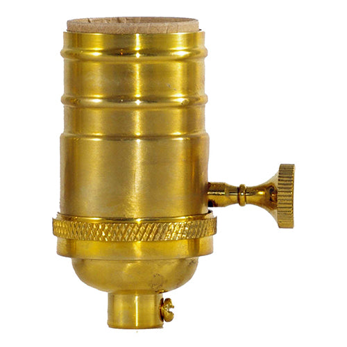 Satco 80-1321, On-Off Turn Knob Socket With Matching Finish Removable Knob, 1/8 IPS Cap, 250W, 250V, With Set Screw