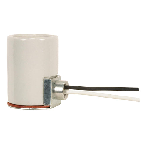 Satco 80-1330, Keyless Porcelain Socket With Side Mount Bushing, 1/8 IPS Cap, 660W, 250 Volt, CSSNP Screw Shell, Glazed Finish