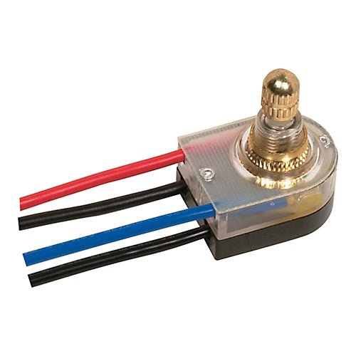 Satco 80-1359, On-Off Lighted Rotary Switch, 3/8" Plastic Bushing, Single Circuit, 3A-250V/6A-125V, Brass Finish