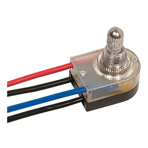 Satco 80-1360, On-Off Lighted Rotary Switch, 3/8" Plastic Bushing, Single Circuit, 3A-250V/6A-125V, Nickel Finish