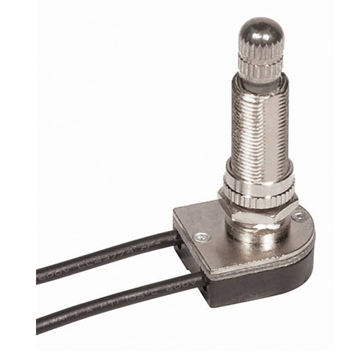 Satco 80-1364, On-Off Metal Rotary Switch, 1-1/8" Metal Bushing, Single Circuit, 3A-250V/6A-125V, Nickel Finish