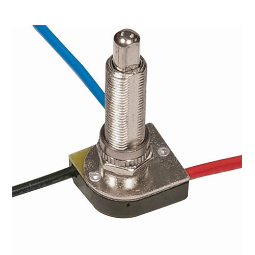 Satco 80-1370, 3-Way Metal Push Switch, Metal Bushing, 2 Circuit, 4 Position, 3A-250V/6A-125V, Nickel Plated Finish