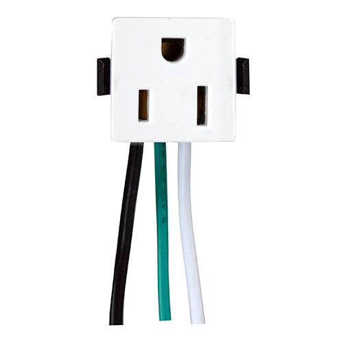 Satco 80-1408, 3 Wire 2 Pole Snap-In Convenience Outlet, 15A-125V, White Finish, 10 Packs