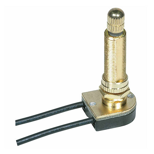 Satco 80-1413, On-Off Metal Rotary Switch, Single Circuit, 3A-250V/6A-125V, Brass Finish