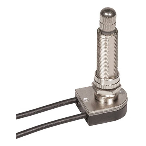 Satco 80-1414, On-Off Metal Rotary Switch, Single Circuit, 3A-250V/6A-125V, Nickel Finish