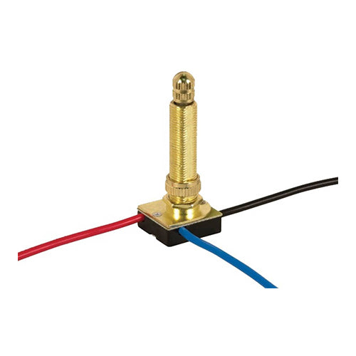 Satco 80-1415, 3-Way Metal Rotary Switch, 2 Circuit, 4 Position, 3A-250V/6A-125V, Brass Plated Finish