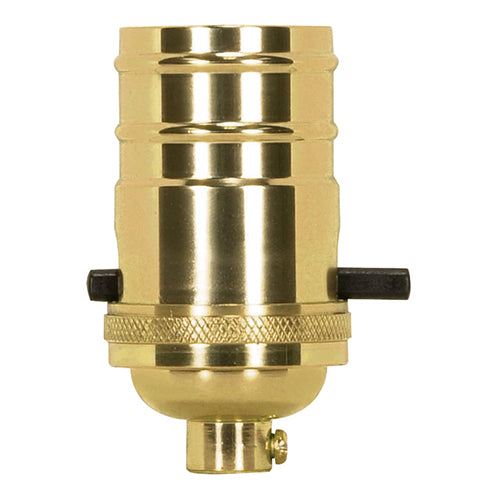 Satco 80-1432, On-Off Push Thru Socket, 1/8 IPS Cap, 660W, 250V, With Set Screw, Polished Brass Finish