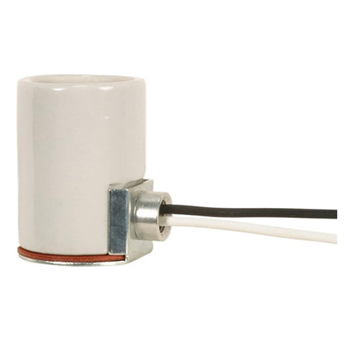 Satco 80-1445, Keyless Porcelain Socket With Side Mount Bushing, 1/8 IPS Cap, 660W, 250 Volt, CSSNP Screw Shell, Glazed Finish