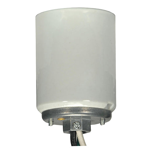 Satco 80-1449, Mogul Lamp Socket, Porclean, 1/4 IPS Cap, 1500W, 600 Volt, Glazed finish