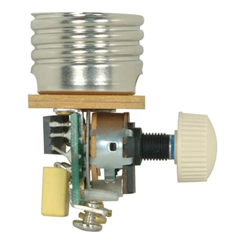 Satco 80-1477, Interior Mechanism With Screw Terminals, Full Range Dimmer With Ivory Knob And Paper Liner, 150W, 120V, With Set Screw