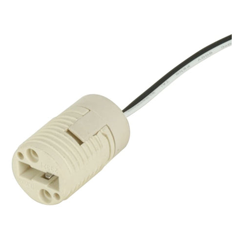 Satco 80-1500, Porcelain Threaded G-9 Socket, 1/8IP Bushing Hickey, 500W, 250V, Porcelain Finish