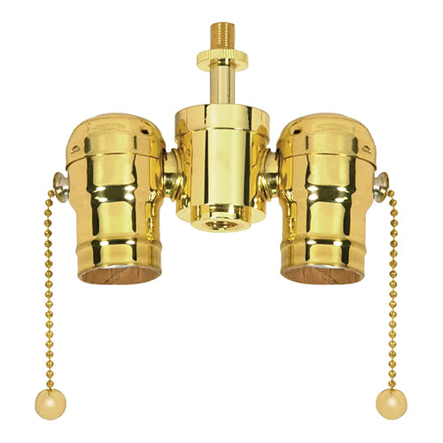 Satco 80-1523, Solid Brass Cluster Body, 1/8 IPS Cap, 250W, 250V, Polished Brass Finish