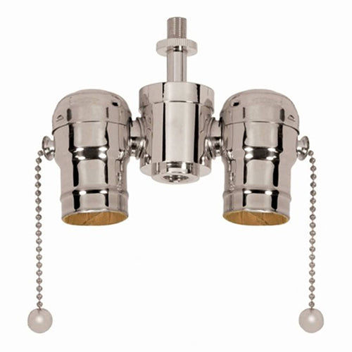 Satco 80-1524, Solid Brass Cluster Body, 1/8 IPS Cap, 250W, 250V, Polished Nickel Finish