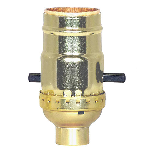Satco 80-1529, On-Off Push Thru Socket, 1/8 IPS, 660W, 250V, With Set Screw, Brite Gilt Finish, 10 Packs