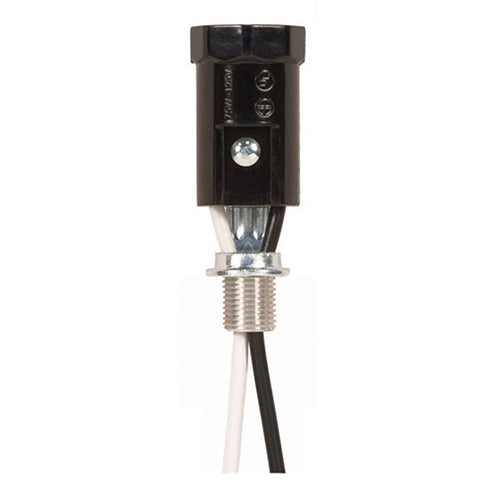 Satco 80-1552, Phenolic Candelabra Sockets With Leads, 75W, Less Set Screw, 10 Packs