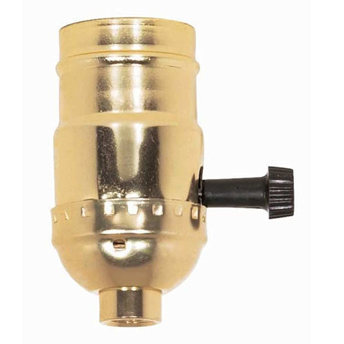Satco 80-1558, On-Off Turn Knob Socket With Removable Knob, 1/8 IPS, 250W, 250V, Less Set Screw, Brite Gilt Finish, 10 Packs