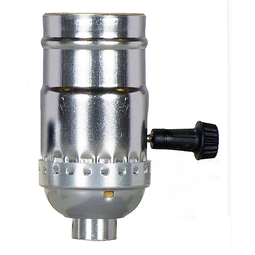 Satco 80-1559, On-Off Turn Knob Socket With Removable Knob, 1/8 IPS, 250W, 250V, Less Set Screw, Nickel Finish, 10 Packs