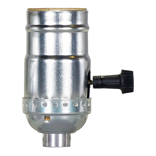 Satco 80-1561, 3-Way Turn Knob Socket With Removable Knob, 1/8 IPS, 250W, 250V, Less Set Screw, Nickel Finish