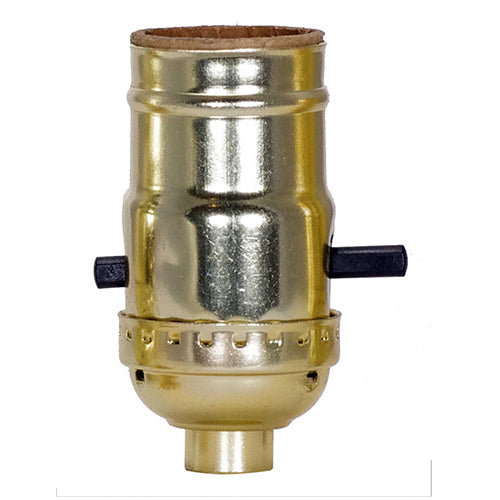 Satco 80-1565, On-Off Push Thru Socket, 1/8 IPS Cap, Aluminum, 660W, 250V, Less Set Screw, Brite Gilt Finish, 10 Packs
