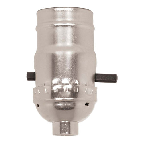 Satco 80-1566, On-Off Push Thru Socket, 1/8 IPS Cap, Aluminum, 660W, 250V, Less Set Screw, Nickel Finish, 10 Packs