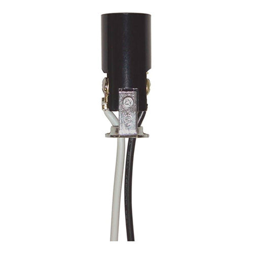 Satco 80-1596, Phenolic Candelabra Socket With Leads, 75W, Less Set Screw, 10 Packs