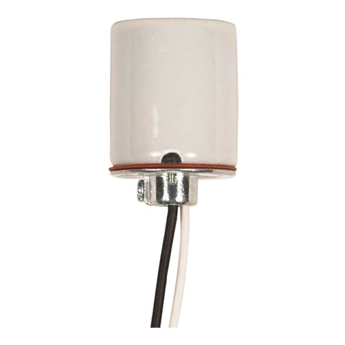Satco 80-1614, Keyless Porcelain Socket 1/8 IP Cap With Side Notches, 2 Wireways, 660W, 600V, CSSNP Screw Shell, Glazed Finish