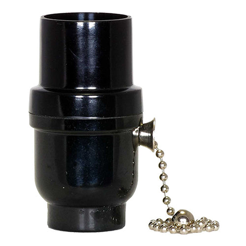 Satco 80-1637, On-Off Pull Chain Socket with Metal Bushing, 1/8 IPS Cap, 660W, 250V, Less Set Screw, Nickel Finish