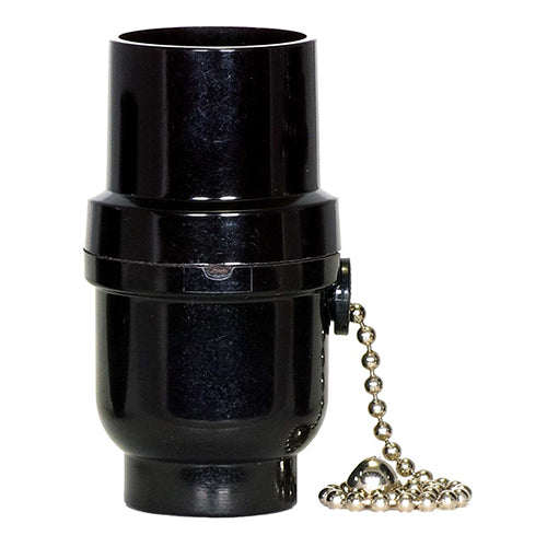 Satco 80-1639, 3-Way Pull Chain Socket with Metal Bushing, 1/8 IPS Cap, 250W, 250V, Less Set Screw, Nickel Finish