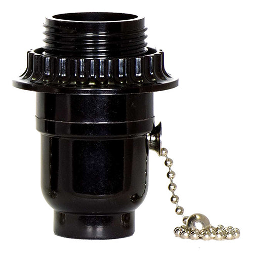 Satco 80-1640, On-Off Metal Pull Chain Socket with Metal Bushing, 1/8 IPS Cap, 660W, 250V, Less Set Screw, Nickel Finish