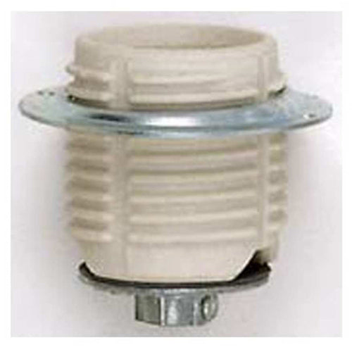 Satco 80-1647, Keyless Threaded Porcelain Socket With 1/8 IP Cap & Ring, 660W, 600V, CSSNP Screw Shell, White Finish